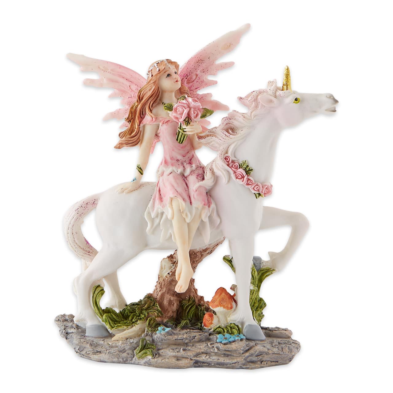 Magical Pink Fairy with Unicorn Figurine 5" x 2.25" x 6.5"